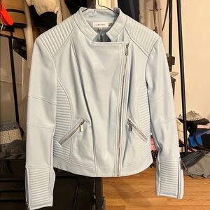 Calvin Klein Women's Soft Blue Leather Jacket